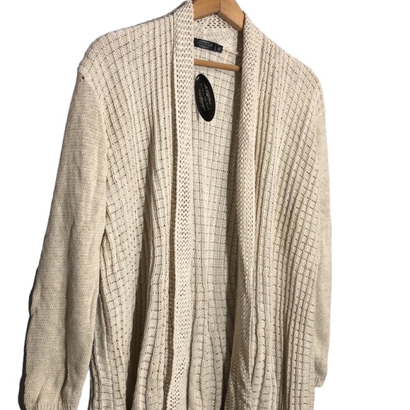 PURA MODA | Women’s Cream L/S Open Front Waterfall Knit Cardigan size XL {NEW} - Picture 3 of 13